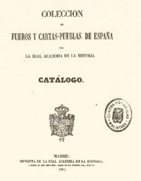 Portada de la Colección de Fueros y Cartas Pueblas de España.